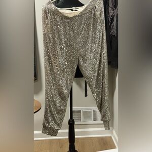 Never worn Cable & Gauge Silver Sequin Joggers